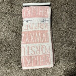 cupcakes and cashmere Baby Pink & White Logo Plush Blanket